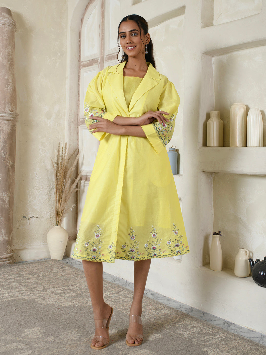 Embroidered Yellow Coat Dress Embroidered Yellow Coat Dress