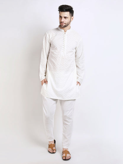 Classic White Mid Length Kurta