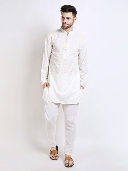 Classic White Mid Length Kurta