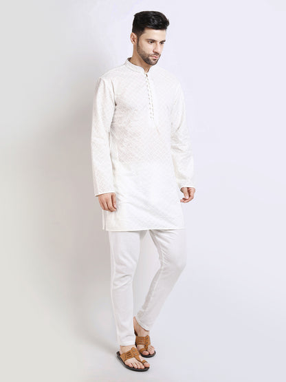 Classic White Mid Length Kurta