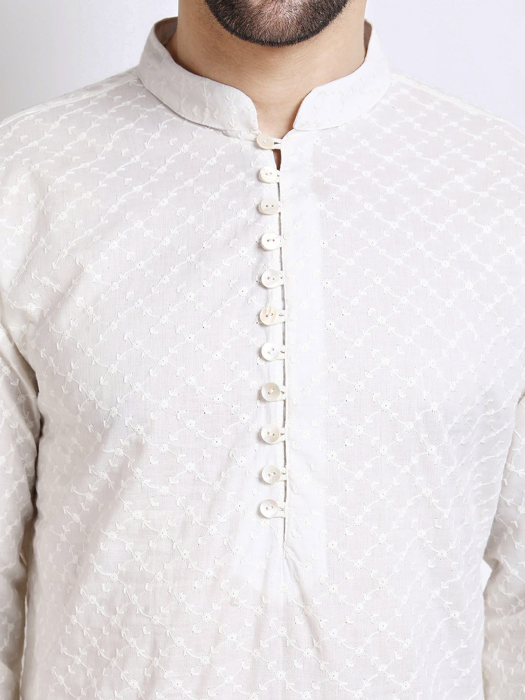 Classic White Short Kurta Set