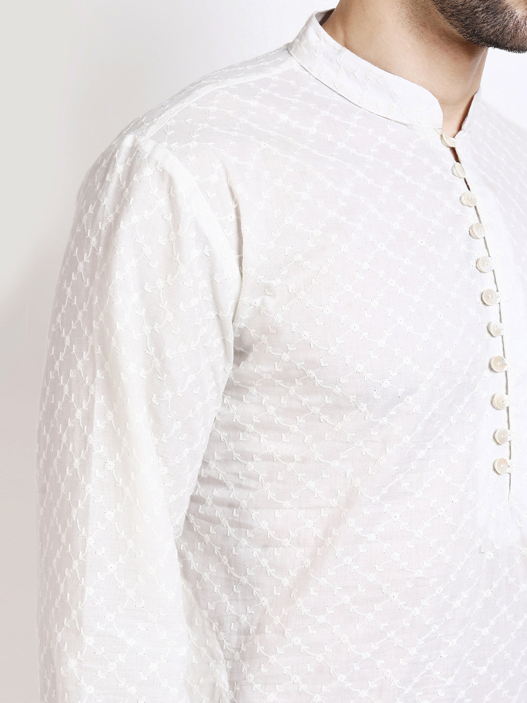 Classic White Short Kurta Set