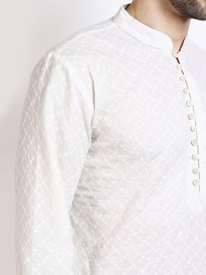 Classic White Mid Length Kurta