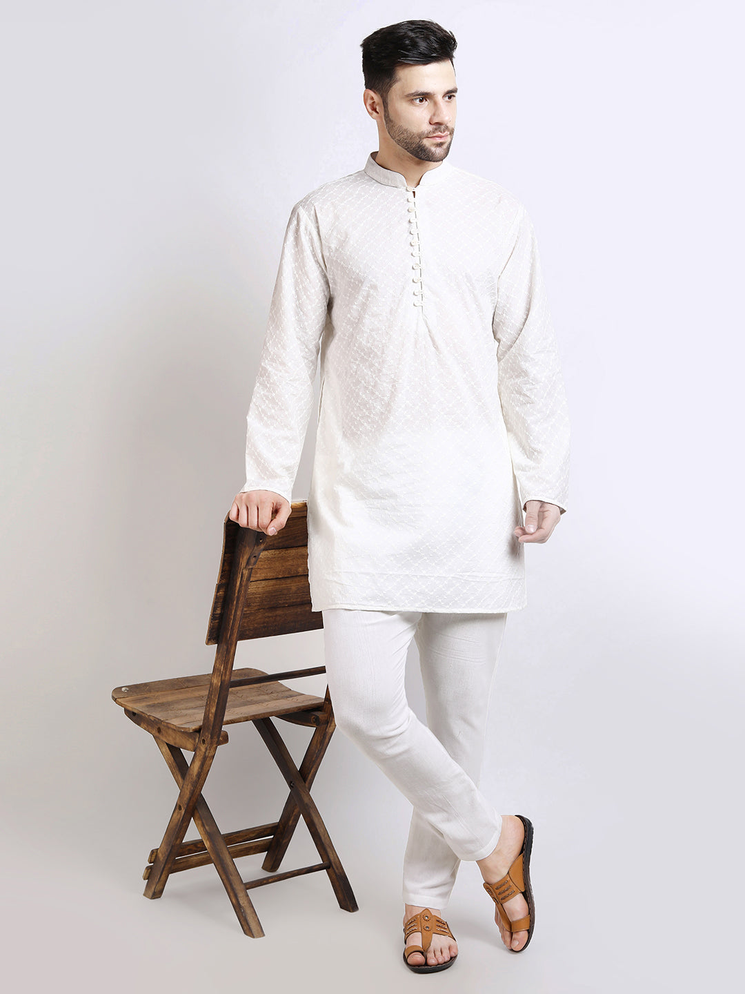 Classic White Mid Length Kurta
