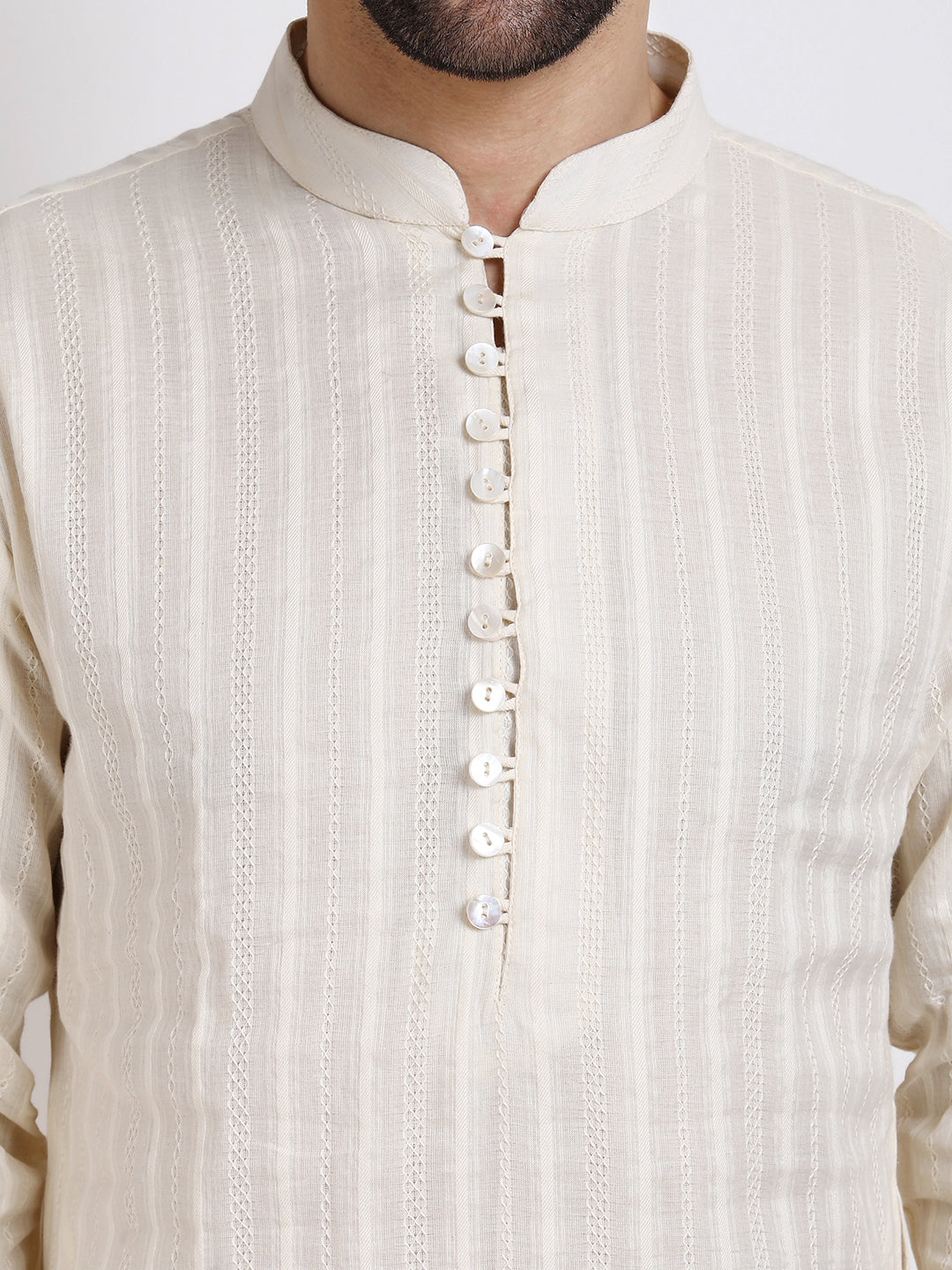 Classic Ivory Mid-Length Kurta Set