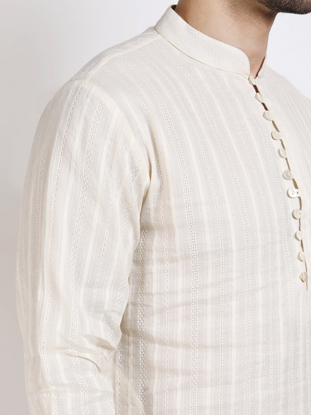 Classic Ivory Mid-Length Kurta Set