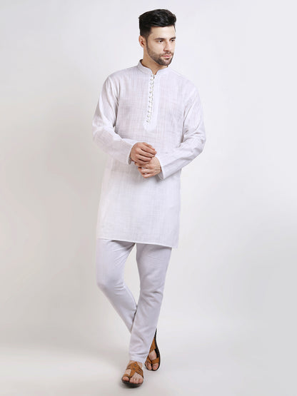 Cotton White Mid-Length Kurta