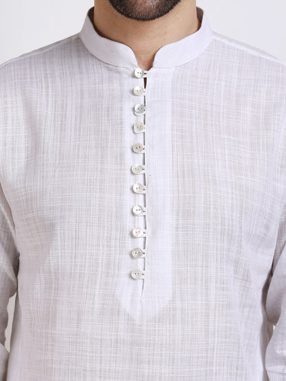 Cotton White Mid-Length Kurta
