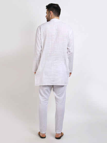 Cotton White Mid-Length Kurta