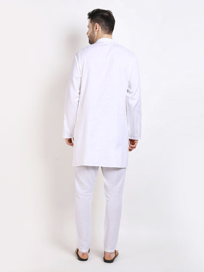 White Cotton Mid-Length Kurta