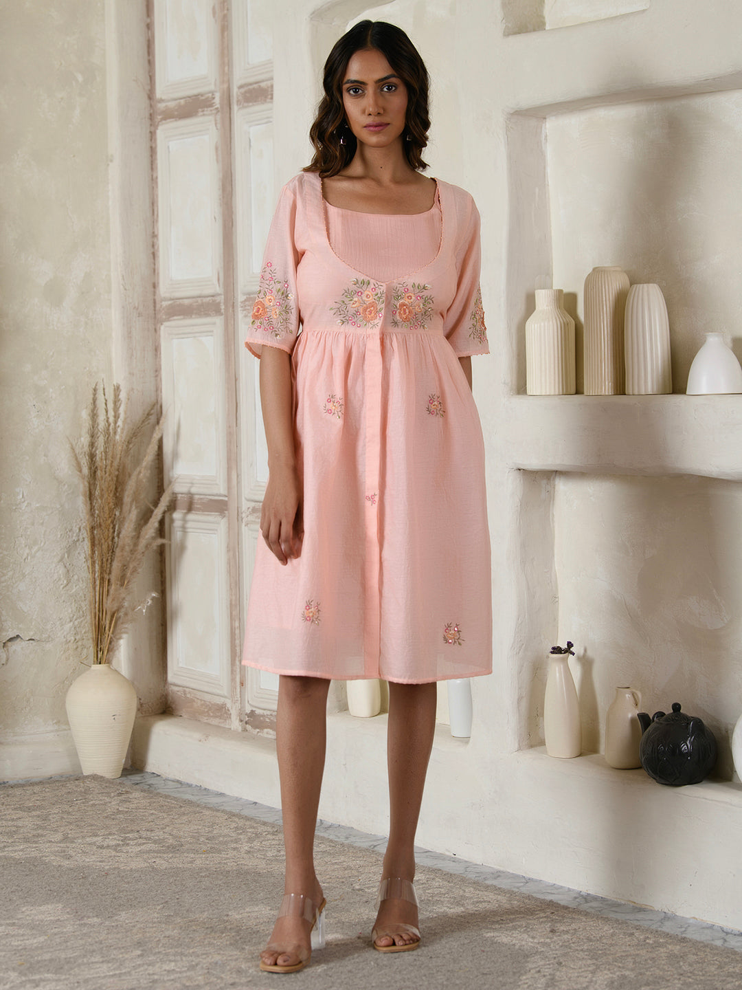 Pink Embroidery Dress