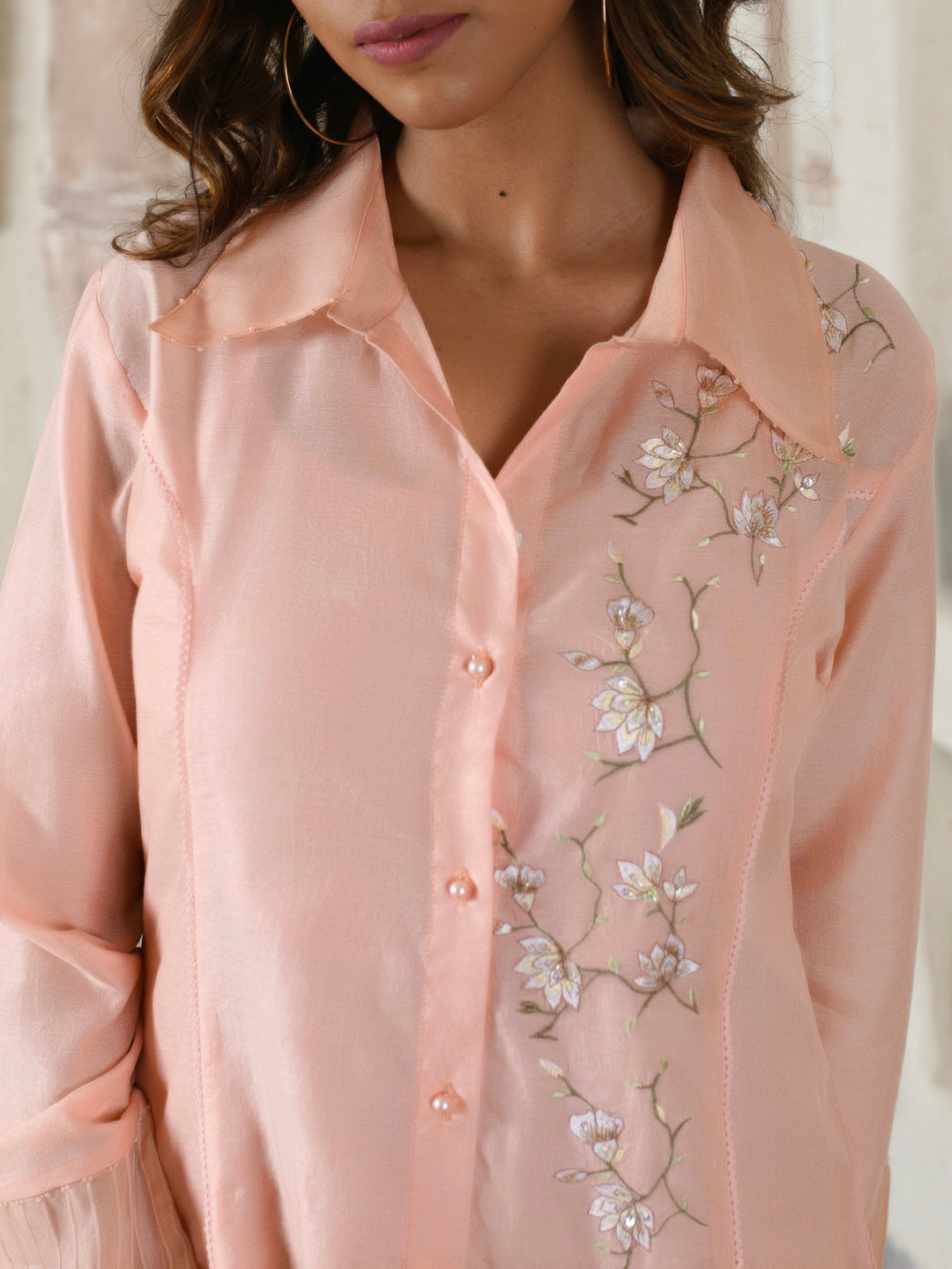 Pink Floral Shirt Dress