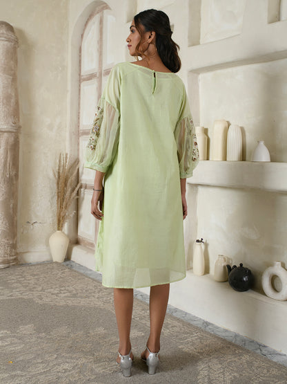 Mint Green Embroidered Organza Dress
