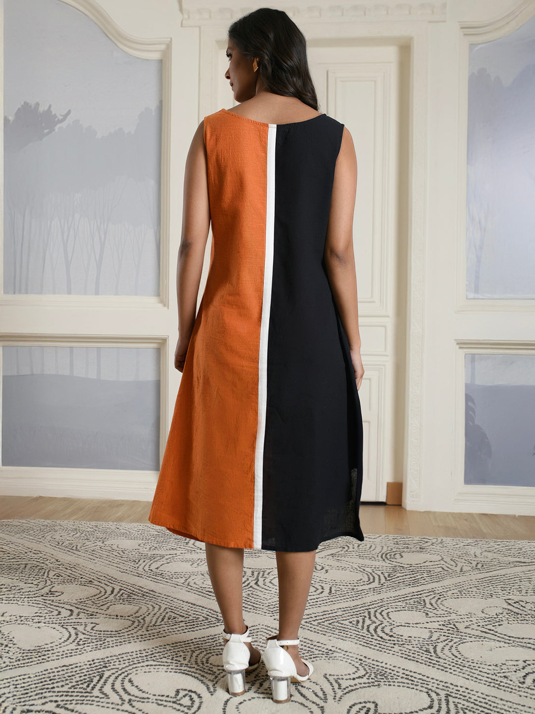 Orange black Casual Dress