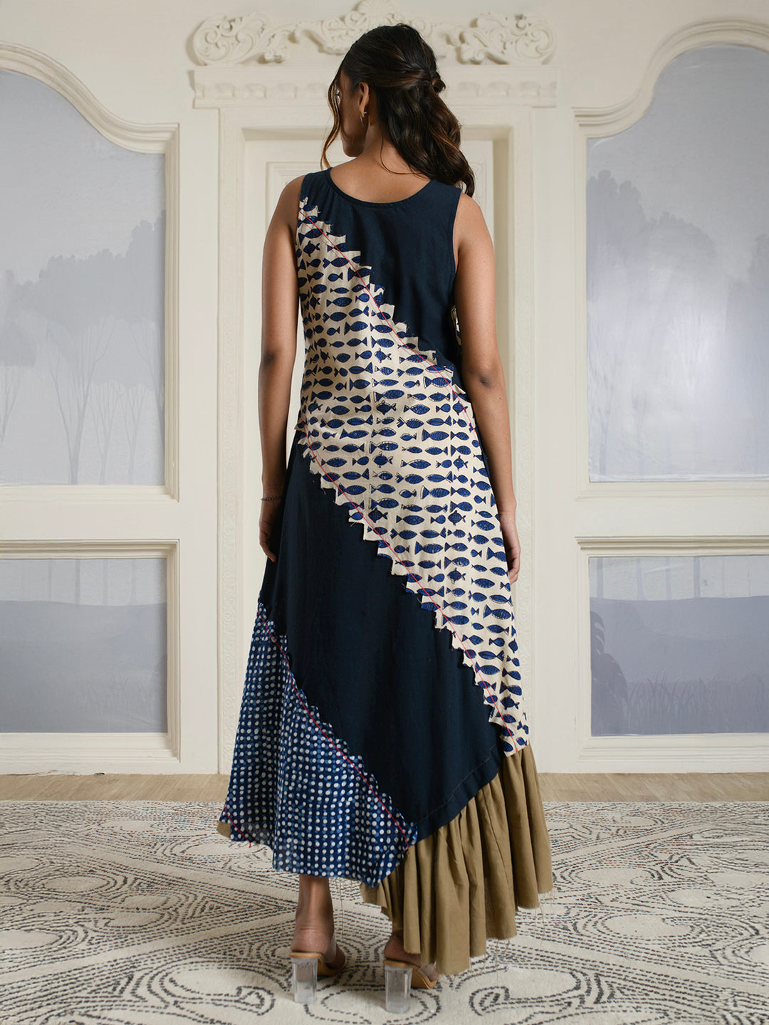 Navy-Blue Indie Style Dress