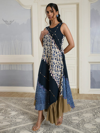 Navy-Blue Indie Style Dress