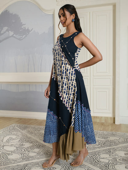 Navy-Blue Indie Style Dress
