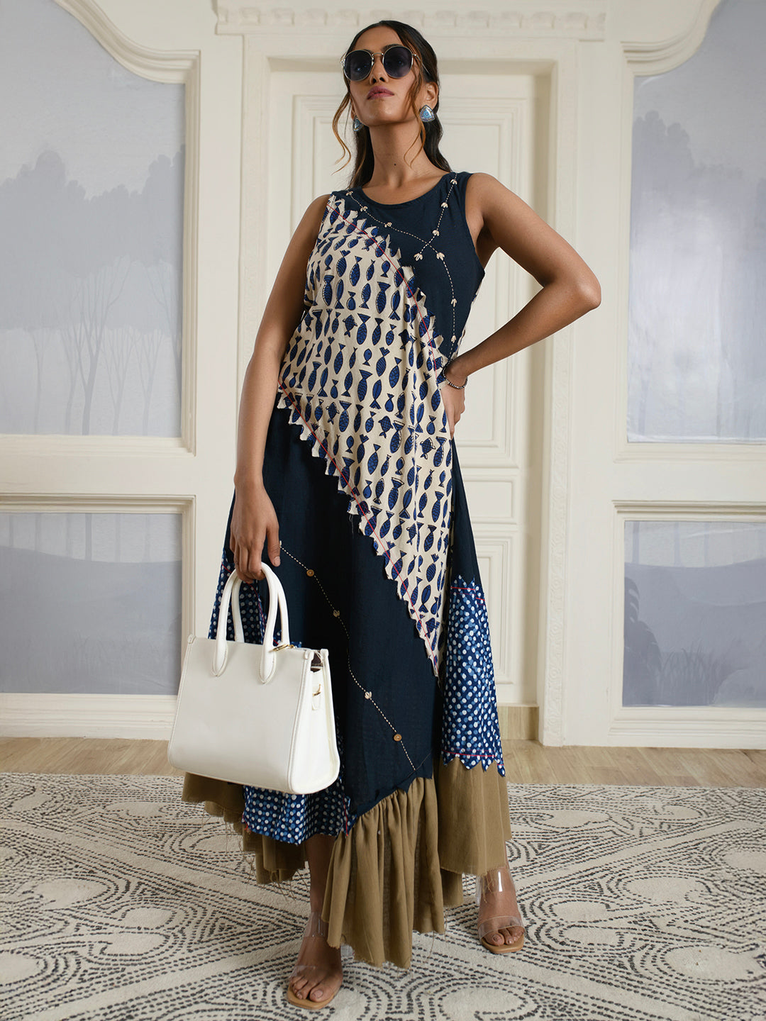 Navy-Blue Indie Style Dress