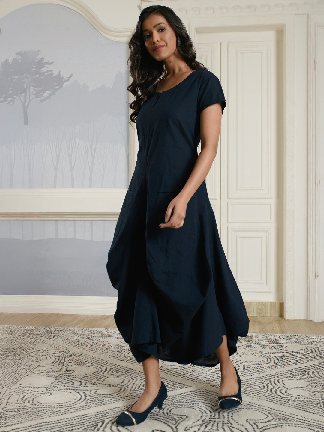 Navy Blue Cotton Dress