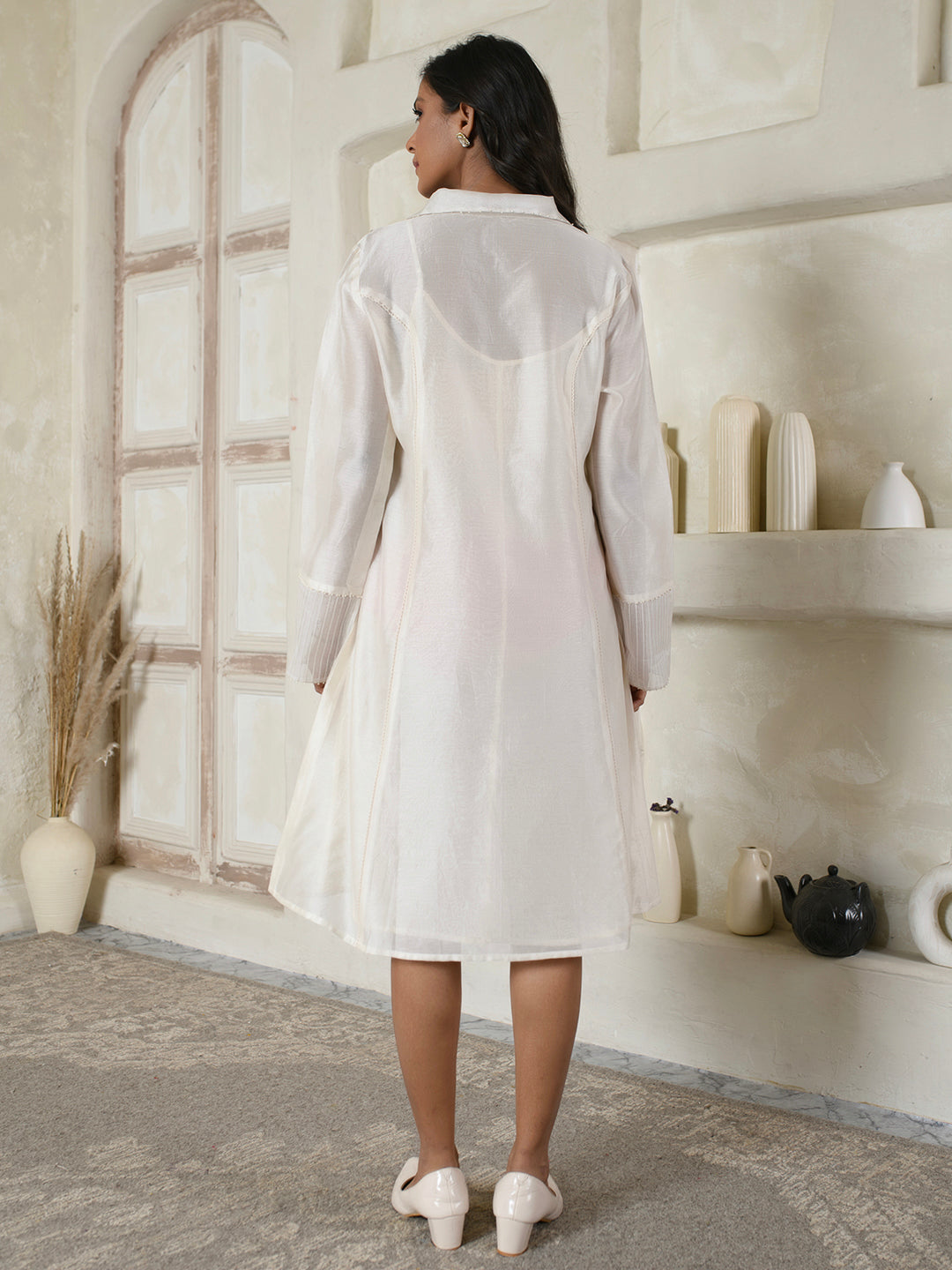 Ivory Floral Shirt Dress