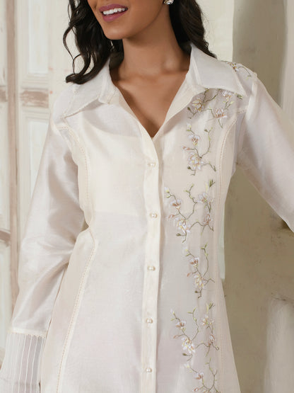 Ivory Floral Shirt Dress