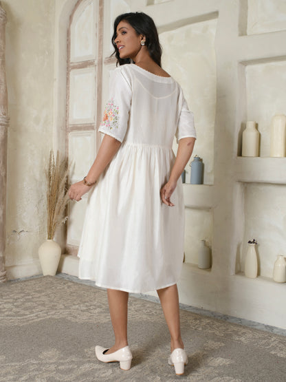 Ivory Floral Embroidery Dress
