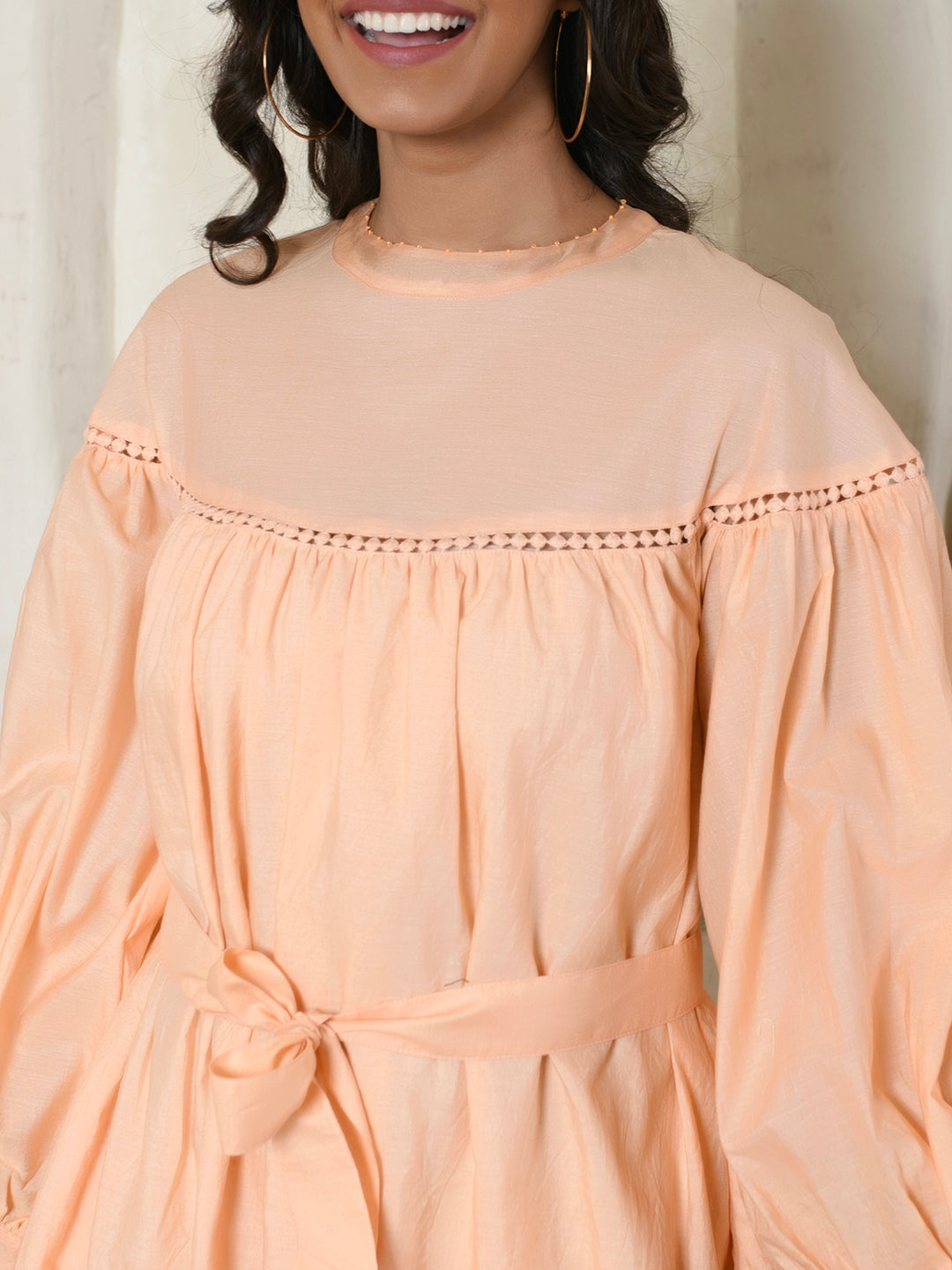Peach Tie-Waist Dress