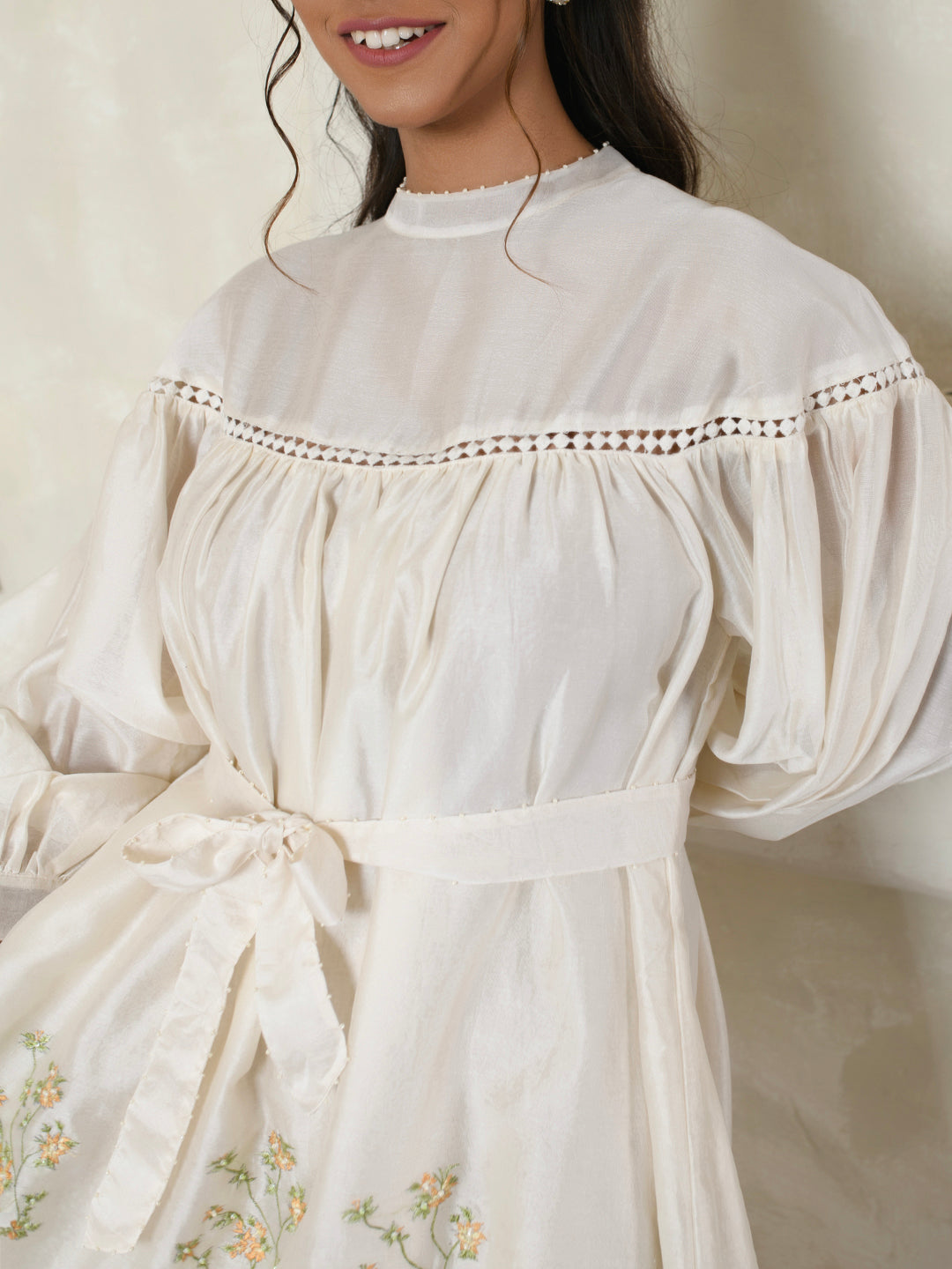 Ivory Tie-Waist Dress