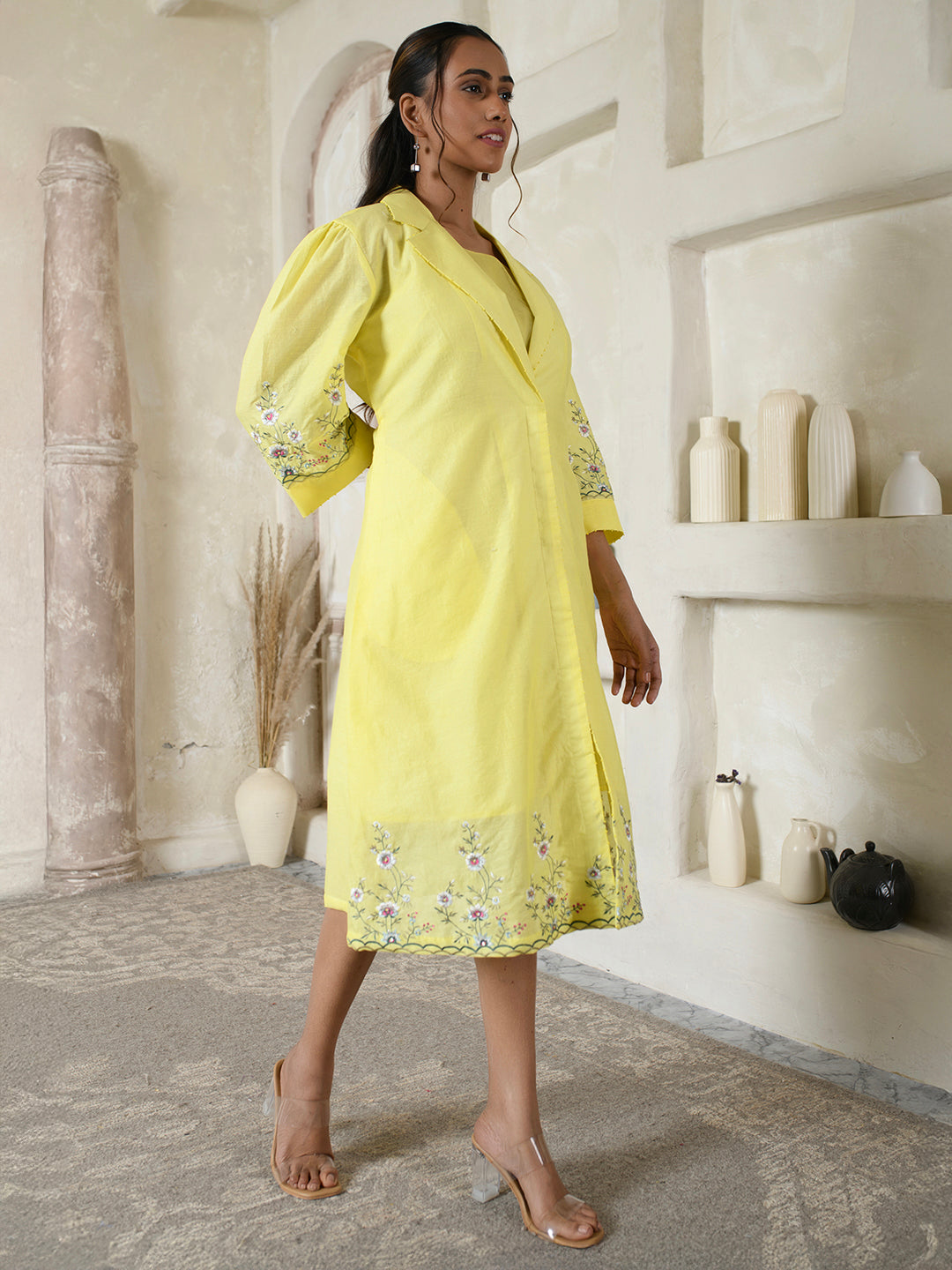 Embroidered Yellow Coat Dress Embroidered Yellow Coat Dress