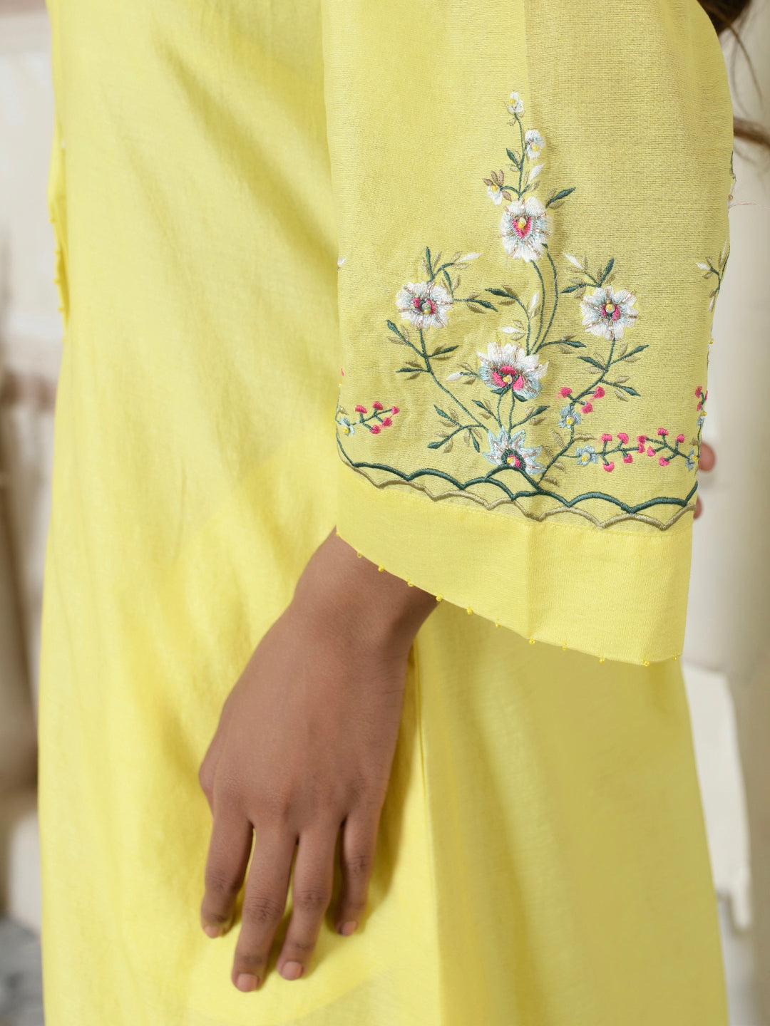 Embroidered Yellow Coat Dress