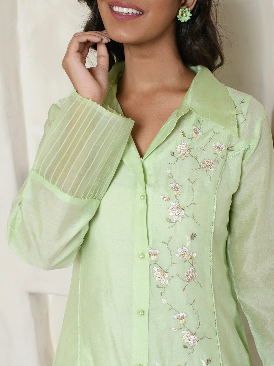Mint Green Floral Shirt Dress