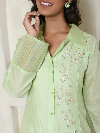 Mint Green Floral Shirt Dress