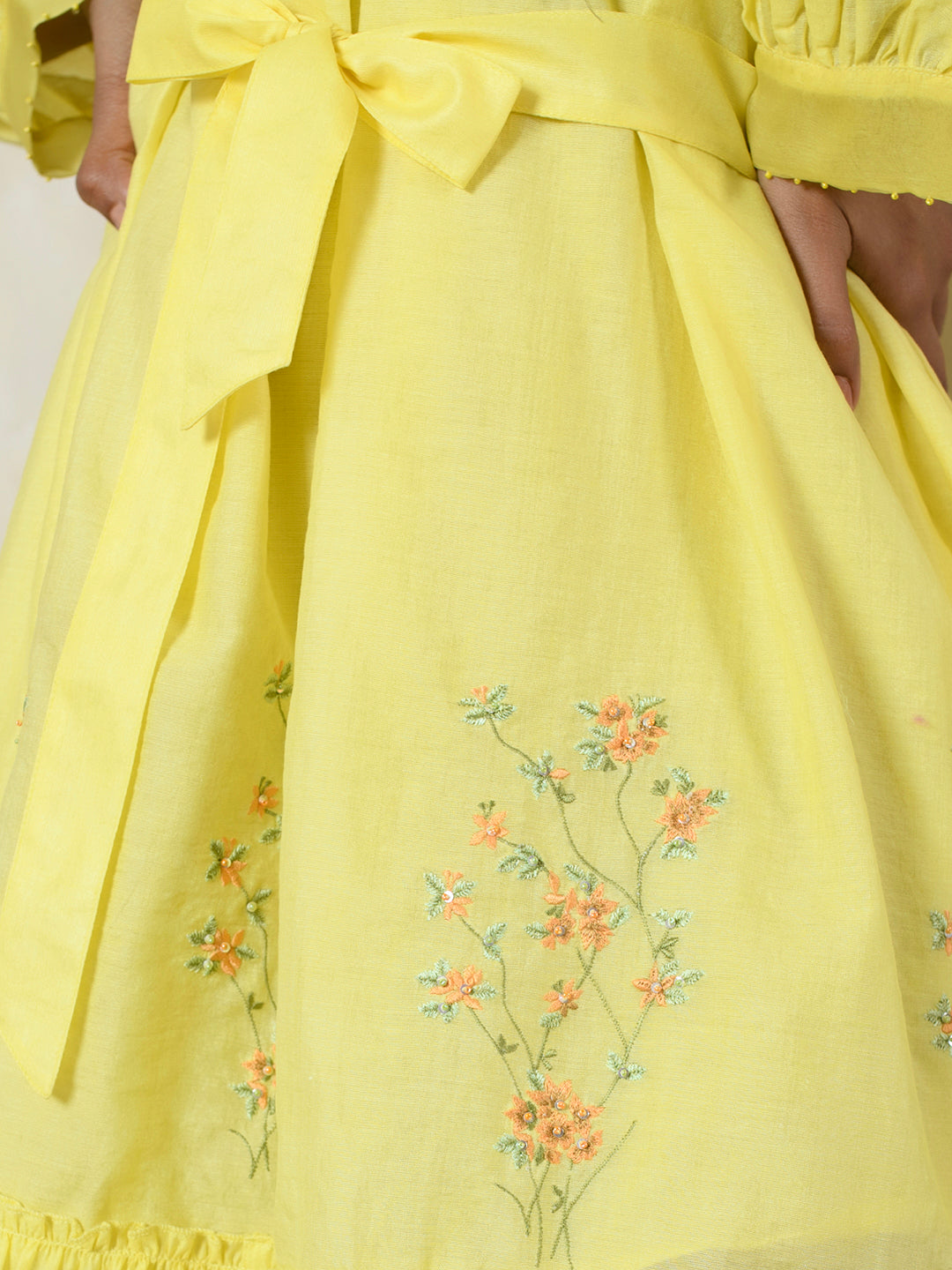 Lemon Yellow tie-waist dress