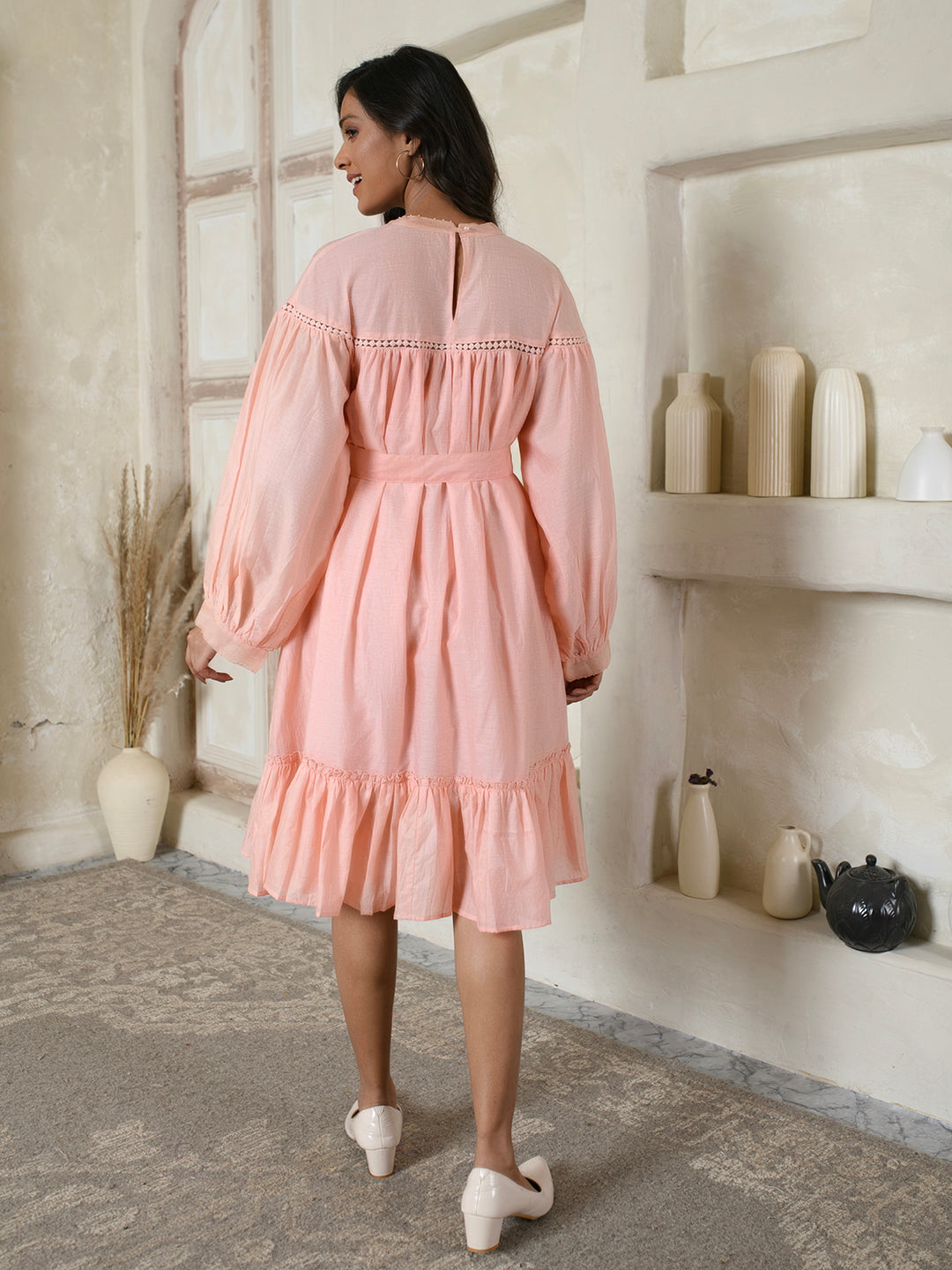 Pink Tie-Waist Dress