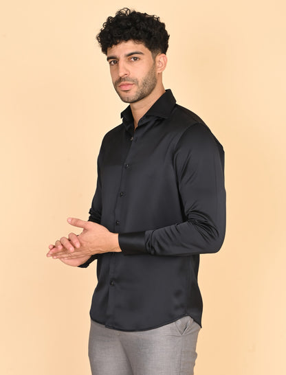 Black Silk Satin Shirt