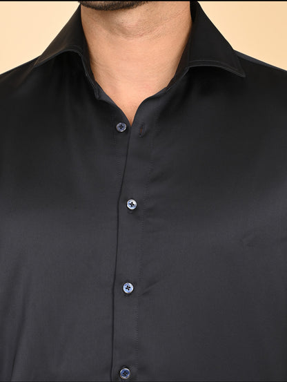 Black Silk Satin Shirt