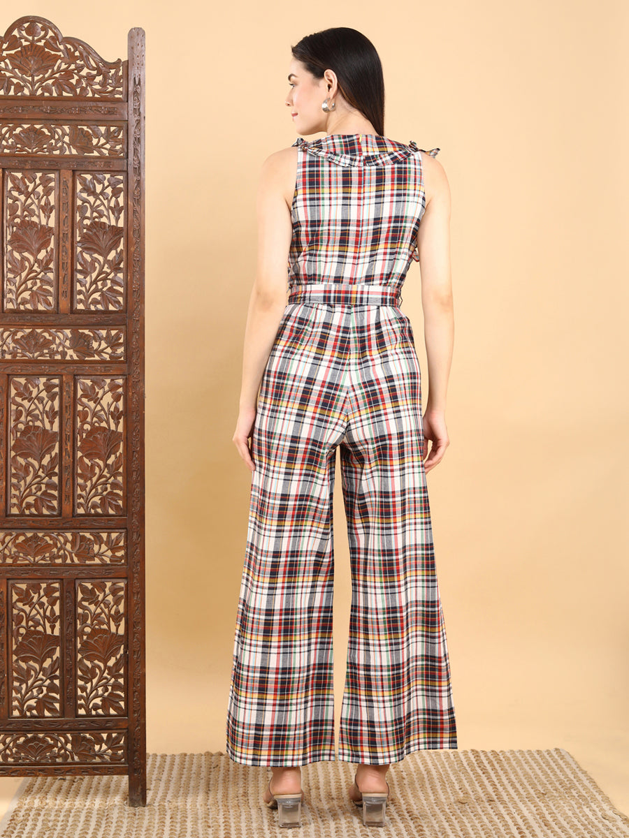 Multicolor Ruffle Wrap Jumpsuit