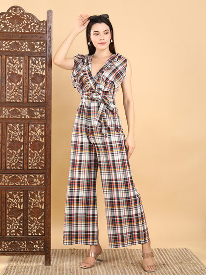 Multicolor Ruffle Wrap Jumpsuit