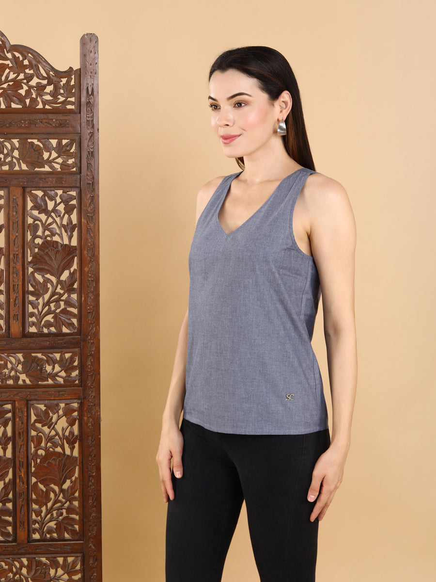 Solid V-Neck Top