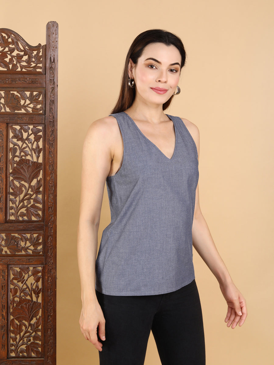Solid V-Neck Top