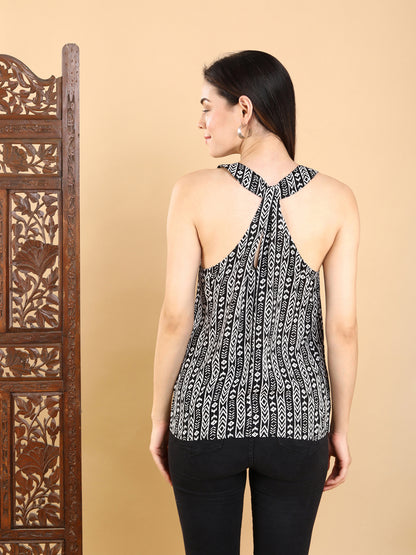 Black And White Tribal-Inspired Sleeveless Top