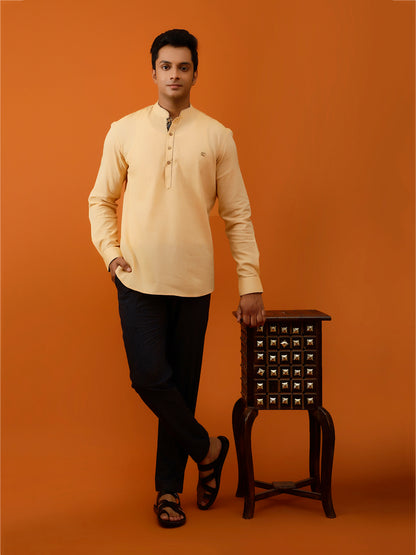Short Kurta Pure Handloom in Radiant Yellow