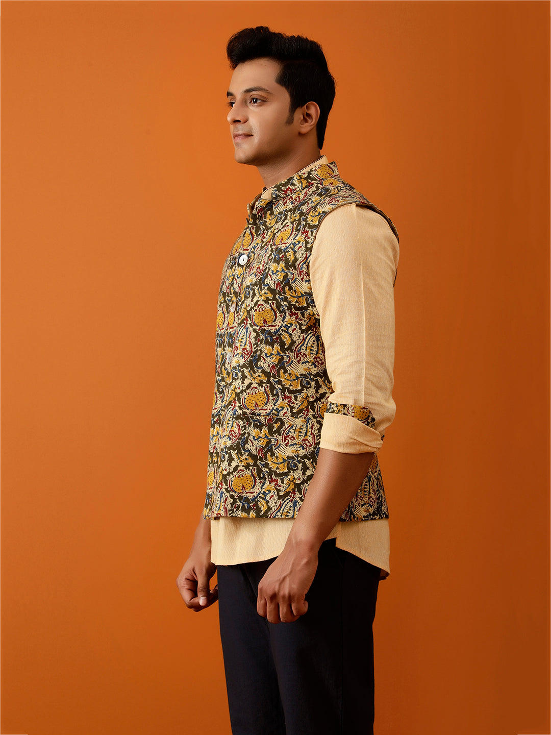 Multicolor Floral Nehru Reversible-Jacket