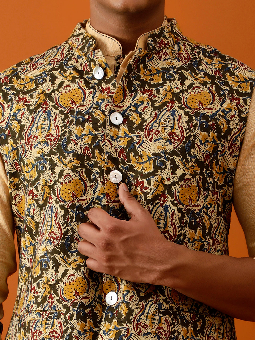 Multicolor Floral Nehru Reversible-Jacket