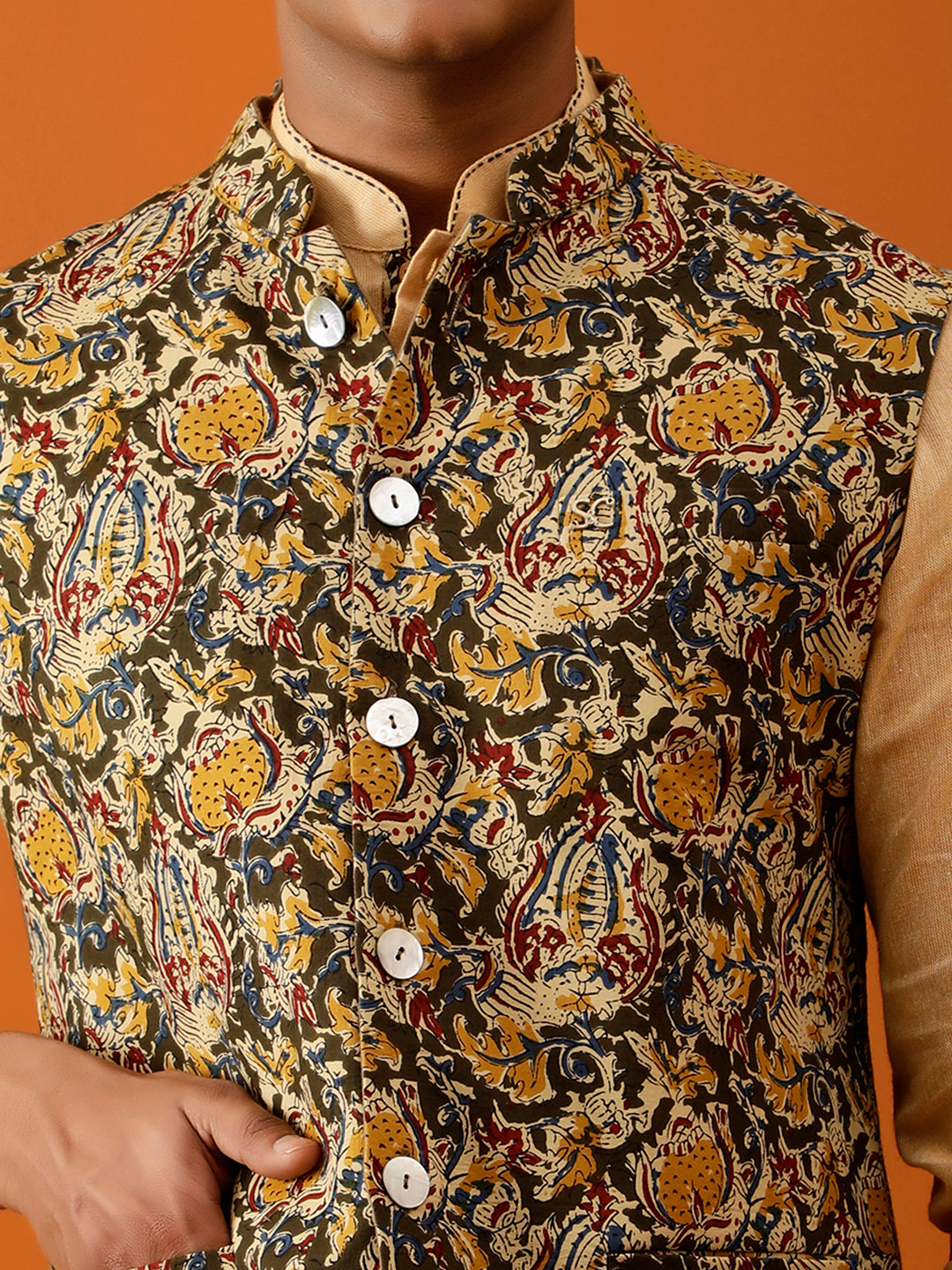 Multicolor Floral Nehru Reversible-Jacket