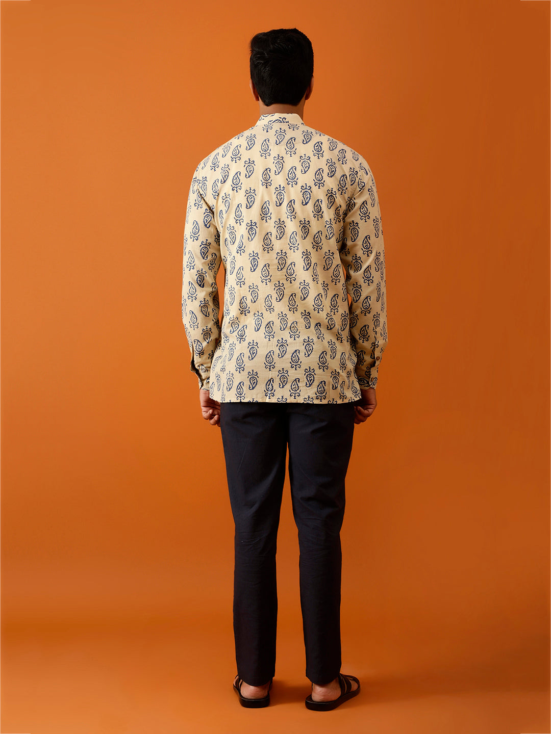 Short Kurta Cream Handblock Printed Cotton