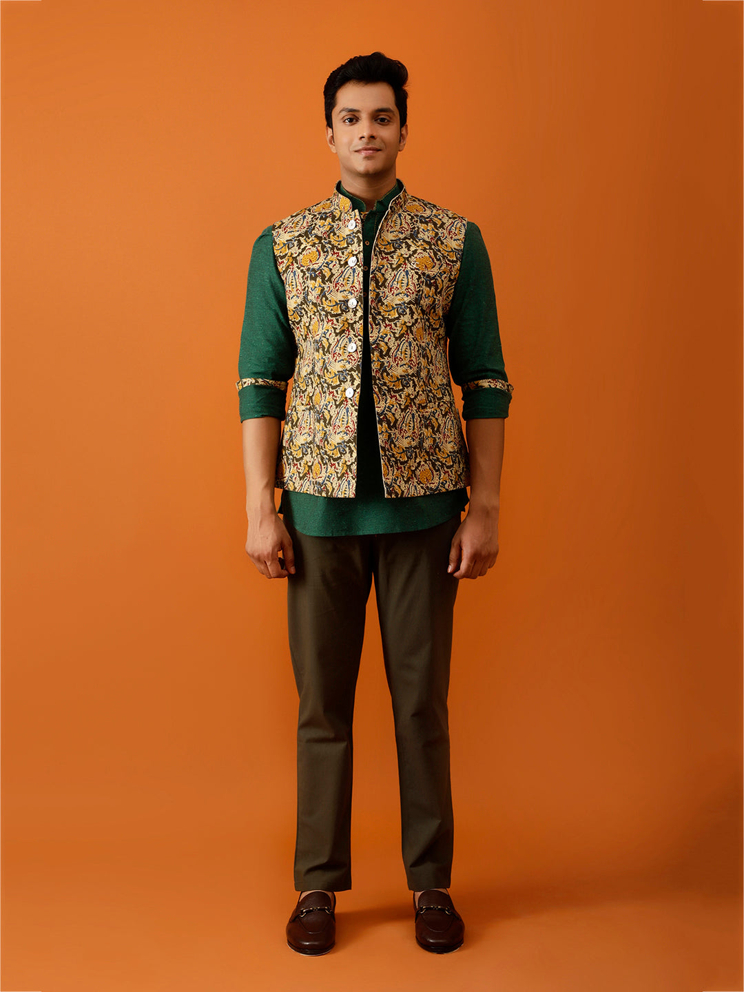 Multicolor Floral Nehru Reversible-Jacket
