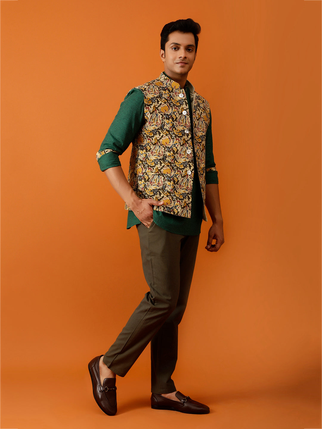 Multicolor Floral Nehru Reversible-Jacket