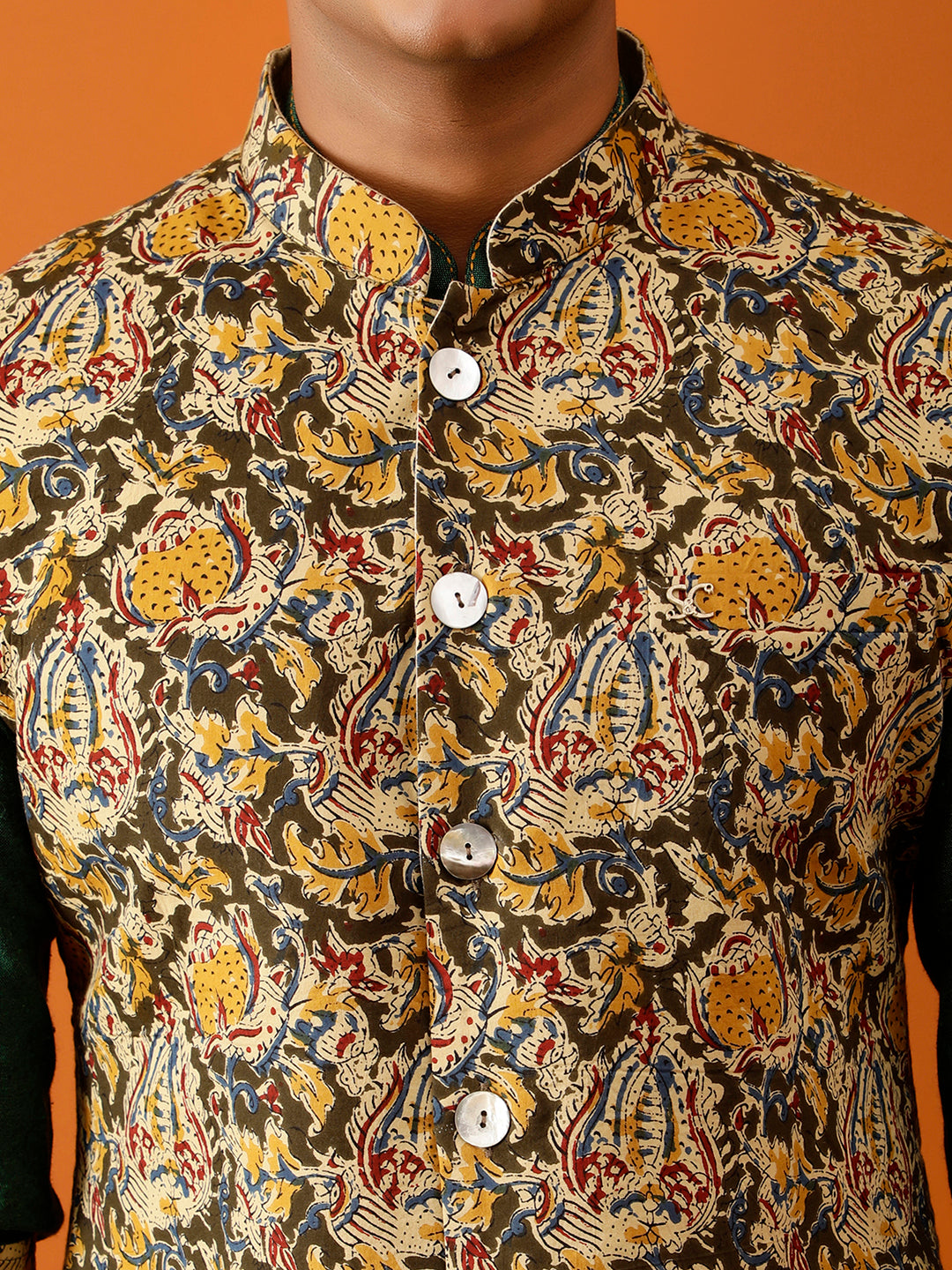 Multicolor Floral Nehru Reversible-Jacket