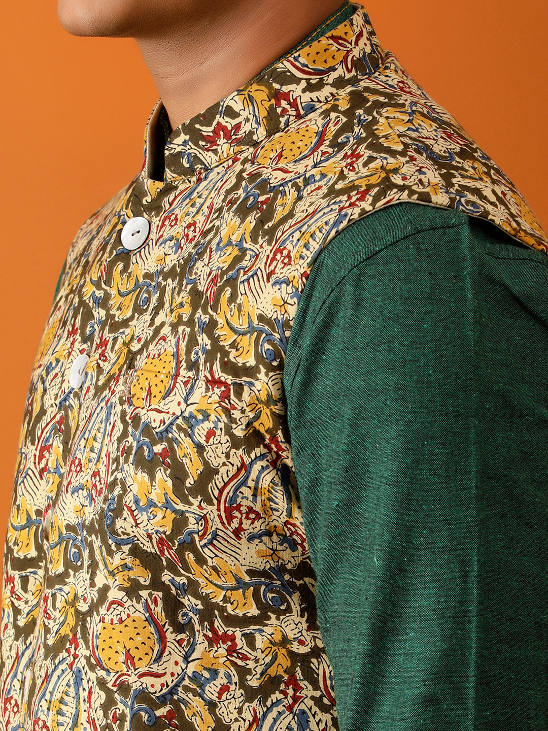 Multicolor Floral Nehru Reversible-Jacket